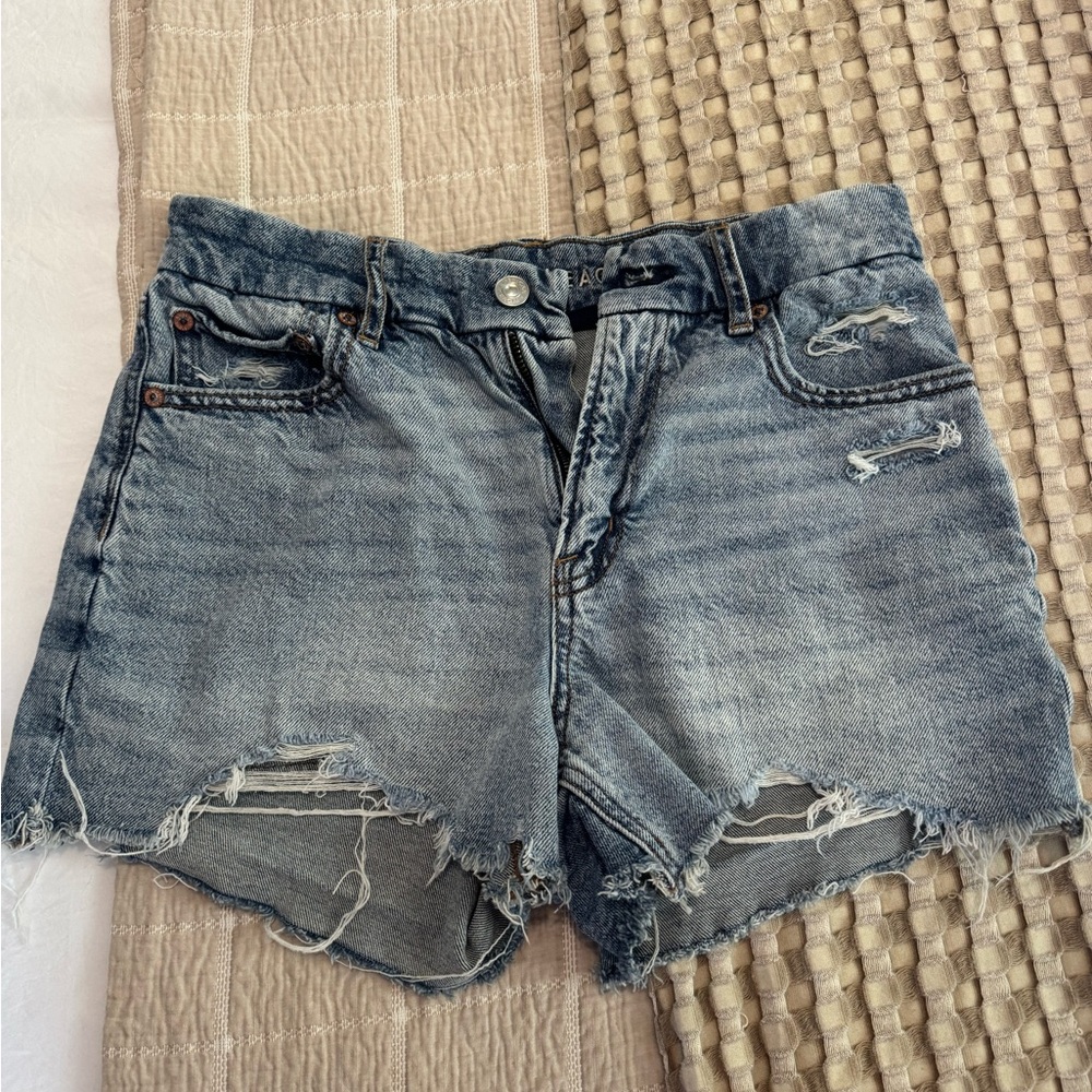 American Eagle Outfitters Blue Distressed Jean Shorts